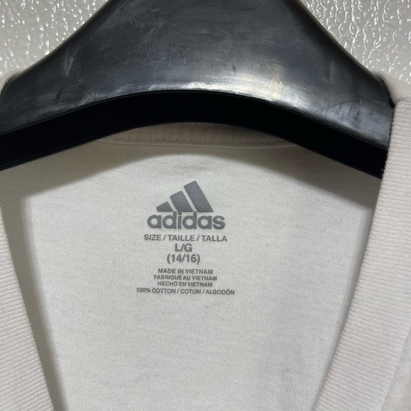 Adidas White Long Sleeve Tee with Blue and Green Accents - Picture 2 of 6